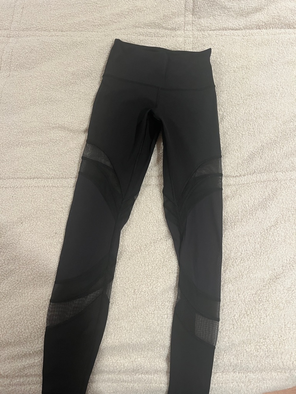 Black Lululemon High-Waist Mesh Panel Leggings